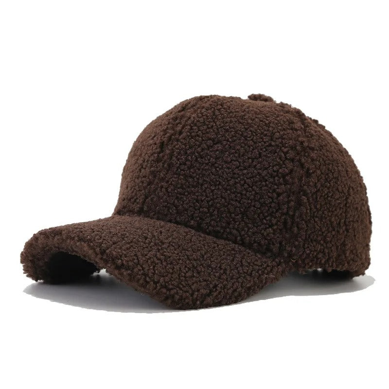 Women's Men's Fuzzy Plush Sherpa Baseball Cap Warm Winter Autumn Soft Sunshade Hat