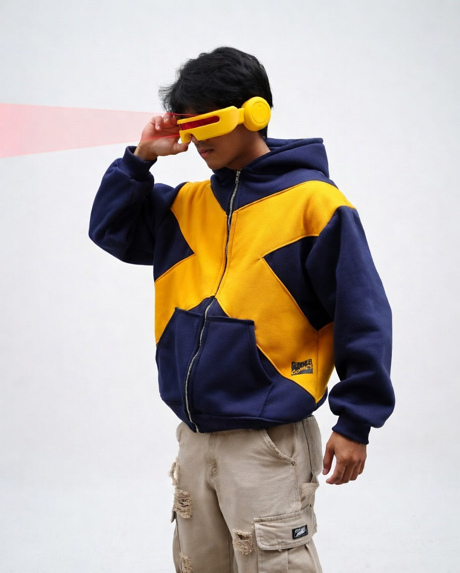 Cyclops X-Men Men's Graphic Zip Up Hoodie Color Block Oversized Streetwear Sweatshirt