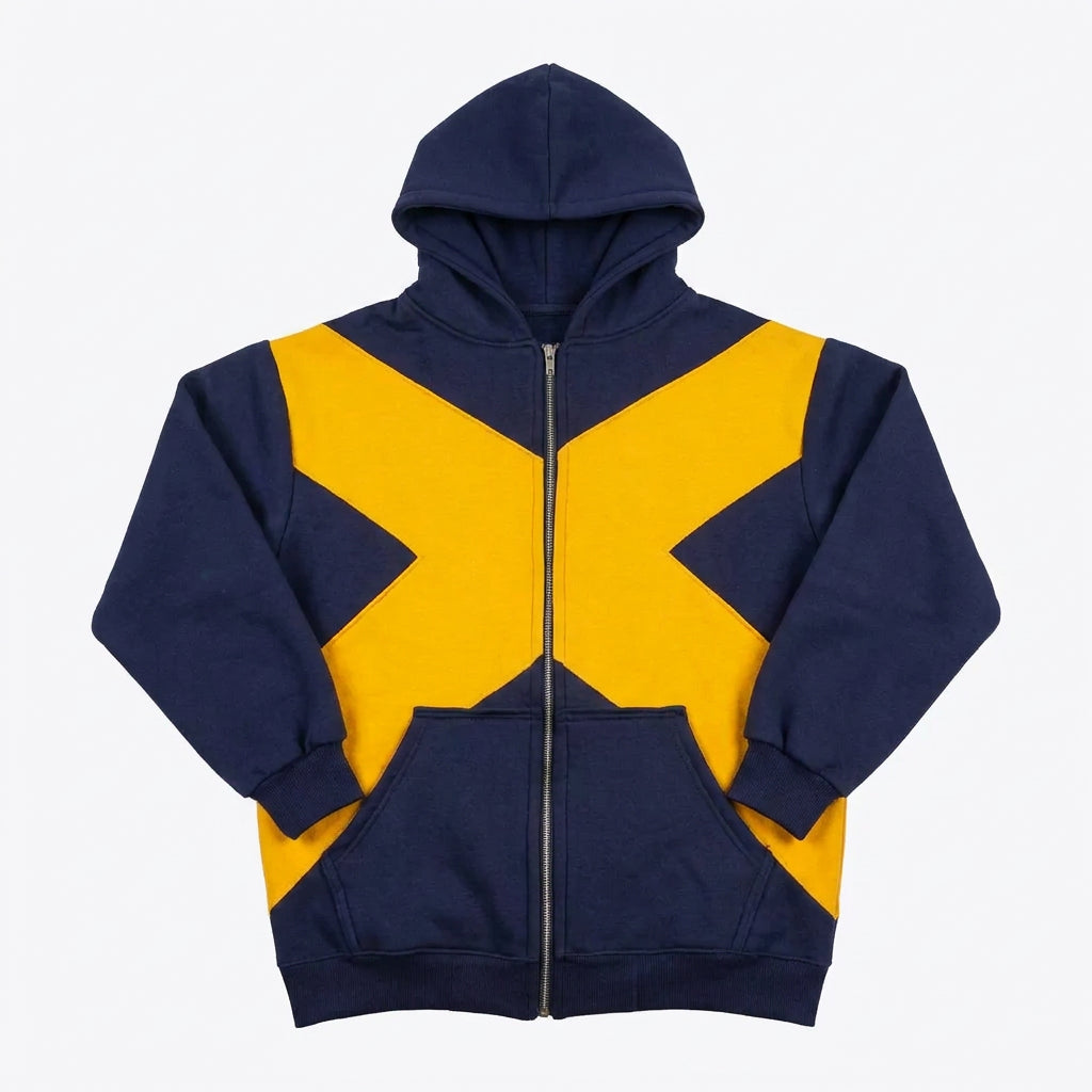 Cyclops X-Men Men's Graphic Zip Up Hoodie Color Block Oversized Streetwear Sweatshirt